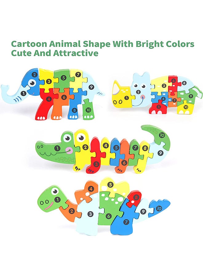 4 Pack Wooden Puzzles Toddler Toys for Kids Ages 2-4, Animals Puzzle for Boys and Girls, Montessori Toys Early Learning Preschool Educational Toys Gift - Image 3